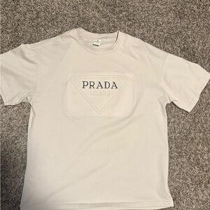 Prada Men's Cream Short Sleeve Tee